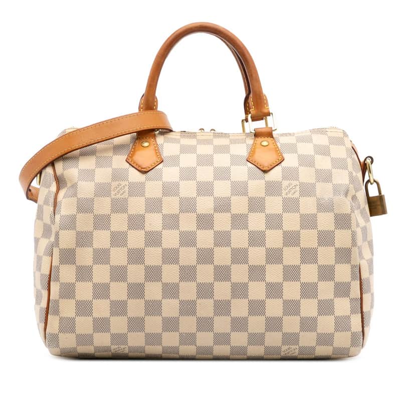 Louis Vuitton Damier Azur Speedy Bandouliere 30 White Canvas Fair condition - Front View