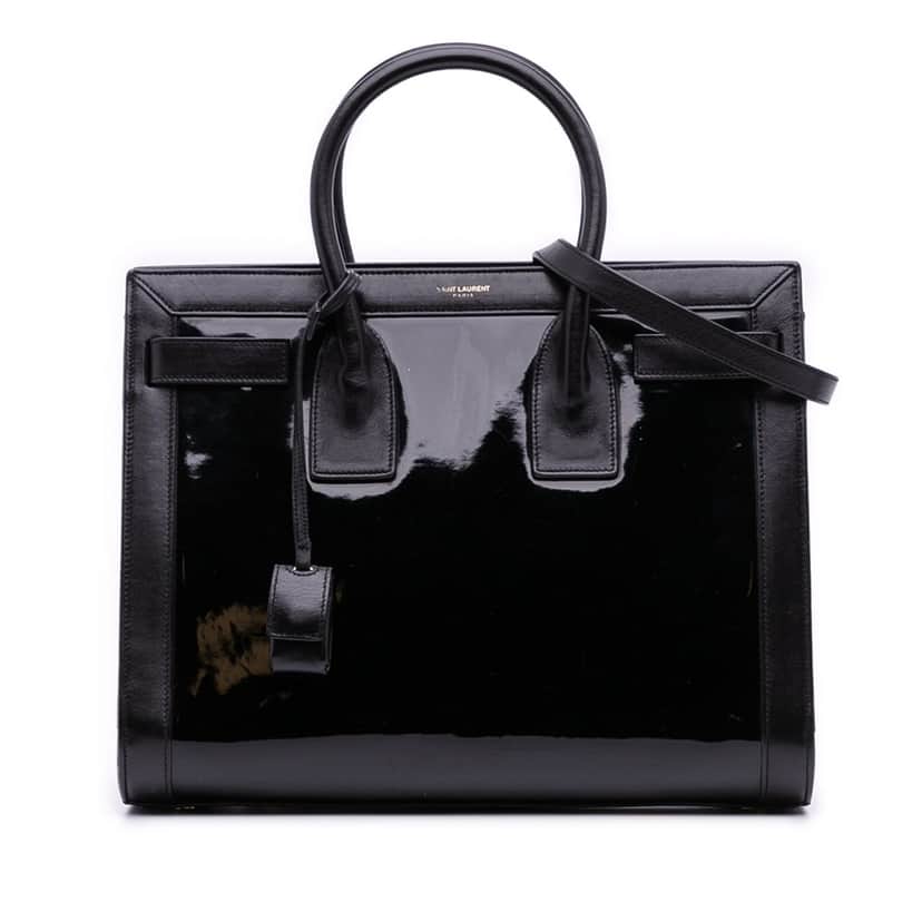 Saint Laurent Small Patent Sac De Jour Satchel Black Leather Good condition - Front View
