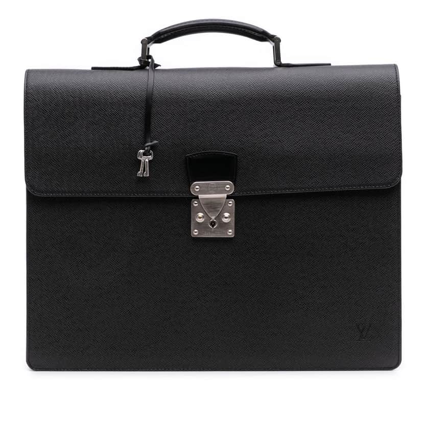 Louis Vuitton Taiga Moskova Briefcase Black Leather Good condition - Front View
