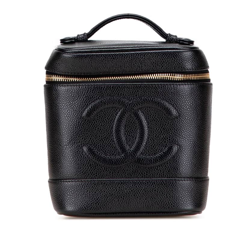 Chanel CC Caviar Vanity Bag Black Leather Good condition - Front View