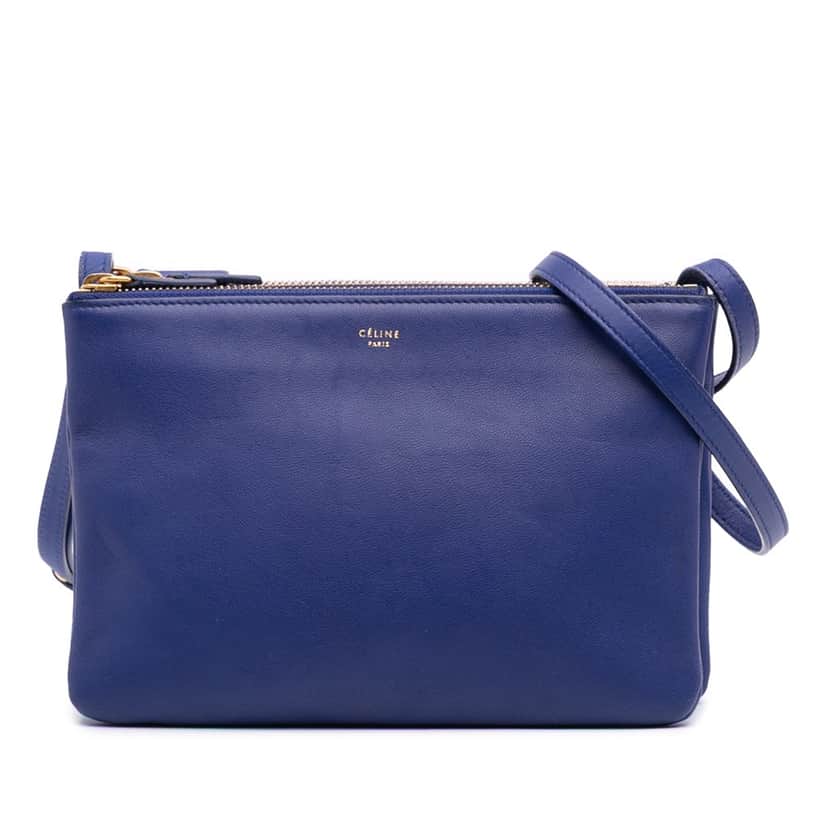 Celine Small Lambskin Trio Crossbody Blue Leather Good condition - Front View