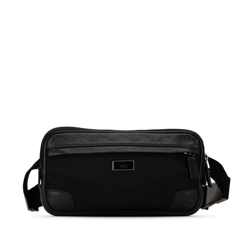 Gucci Guccissima Nylon Trim Belt Bag Black Good condition - Front View
