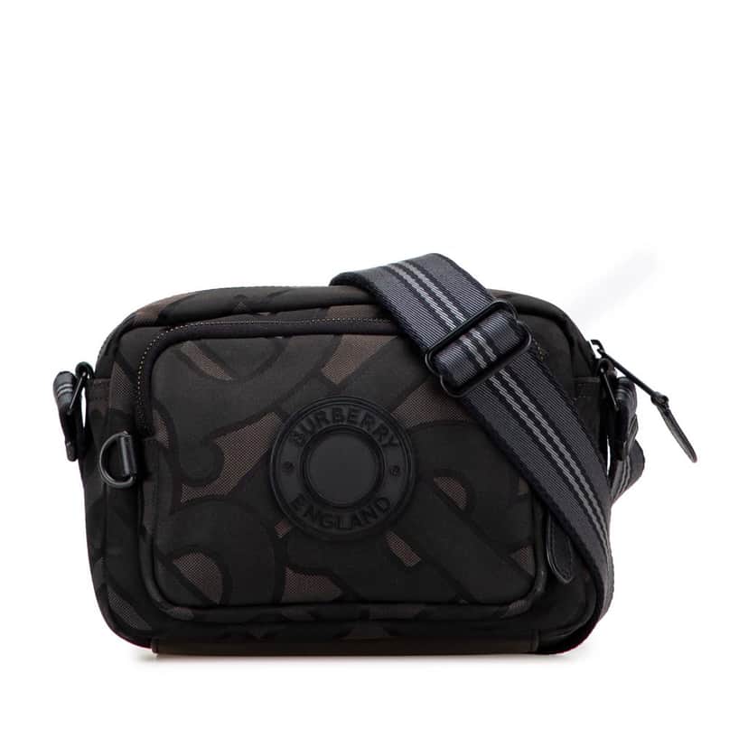 Burberry TB Monogram Canvas Logo Patch Paddy Crossbody Brown Canvas Good condition - Front View