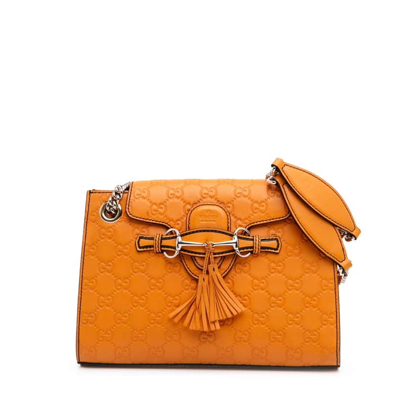 Gucci Small Guccissima Emily Shoulder Bag Orange Leather Good condition - Front View
