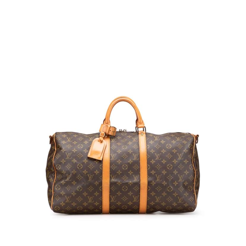 Louis Vuitton Monogram Keepall Bandouliere 50 Brown Canvas Good condition - Front View