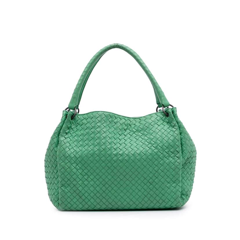 Bottega Veneta Nappa Intrecciato Parachute Tote Green Leather Good condition - Front View