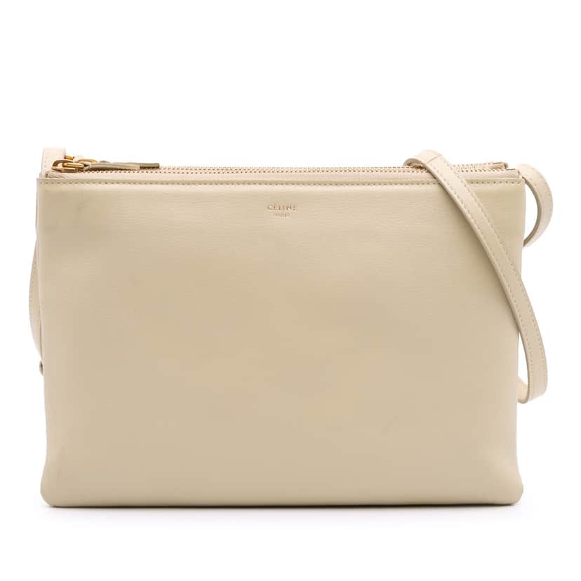 Celine Large Lambskin Trio Crossbody Brown Leather Good condition - Front View