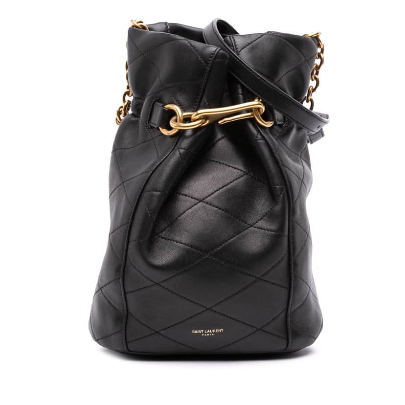 Saint Laurent Lambskin Le Maillon Hook Bucket Bag Black Leather Good condition - Front View