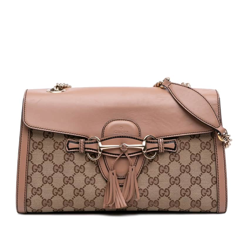 Gucci Medium GG Canvas Emily Shoulder Bag Brown Canvas Good condition - Front View