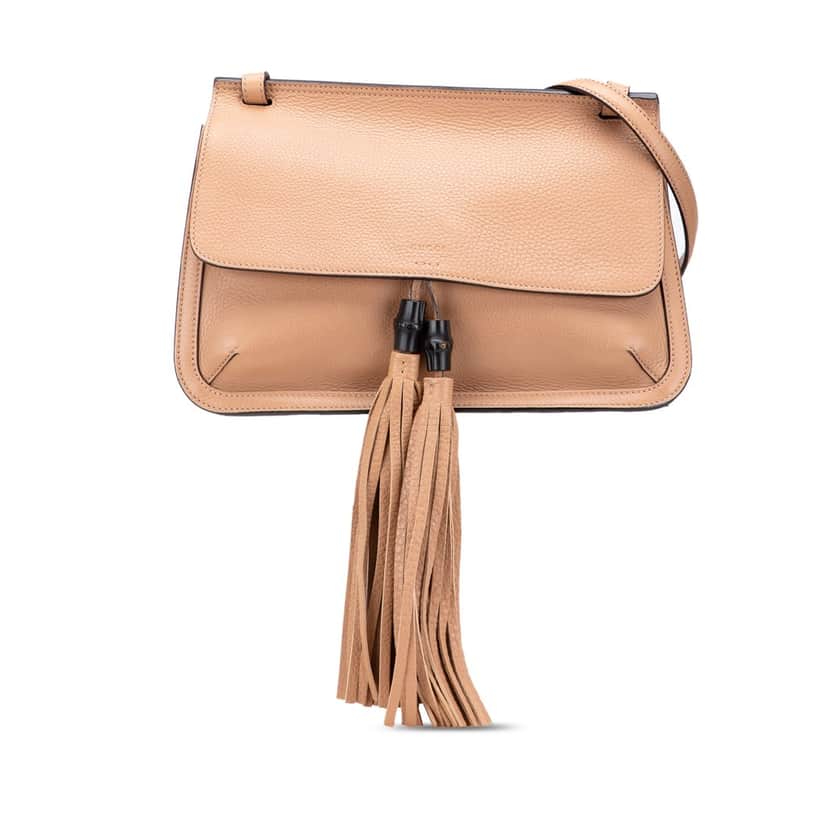 Gucci Medium Leather Bamboo Daily Crossbody Brown Leather Good condition - Front View