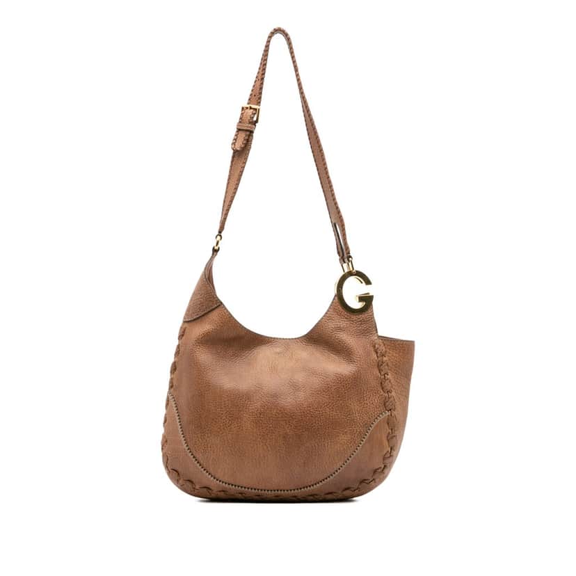 Gucci Leather Charlotte Shoulder Bag Brown Leather Good condition - Front View