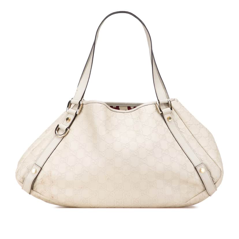 Gucci Medium Guccissima Abbey D Ring Tote White Leather Good condition - Front View