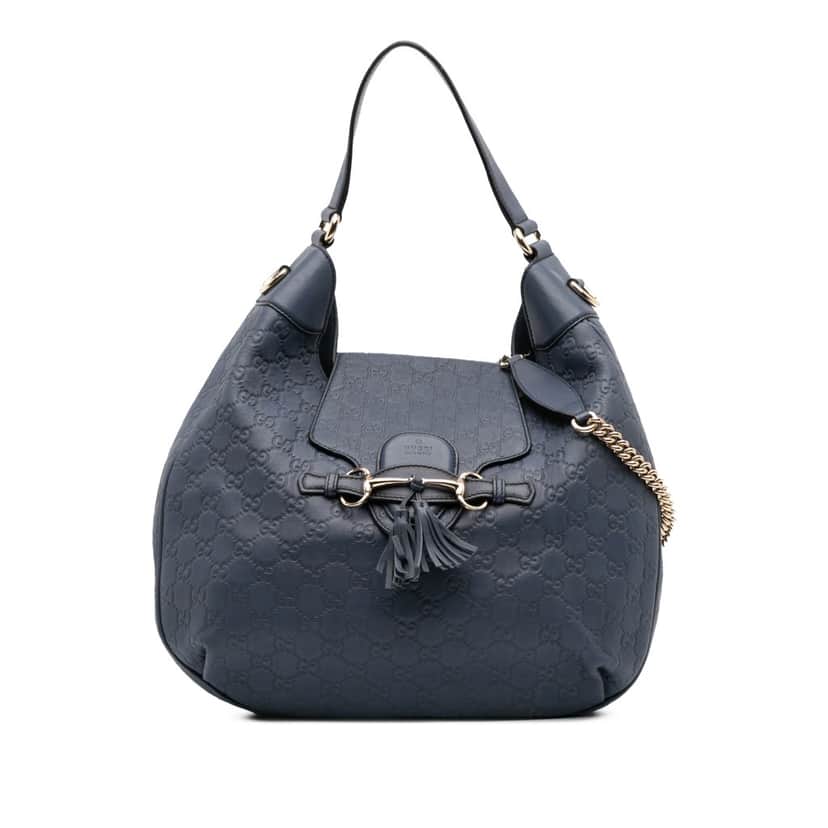 Gucci Medium Guccissima Emily Satchel Blue Leather Good condition - Front View