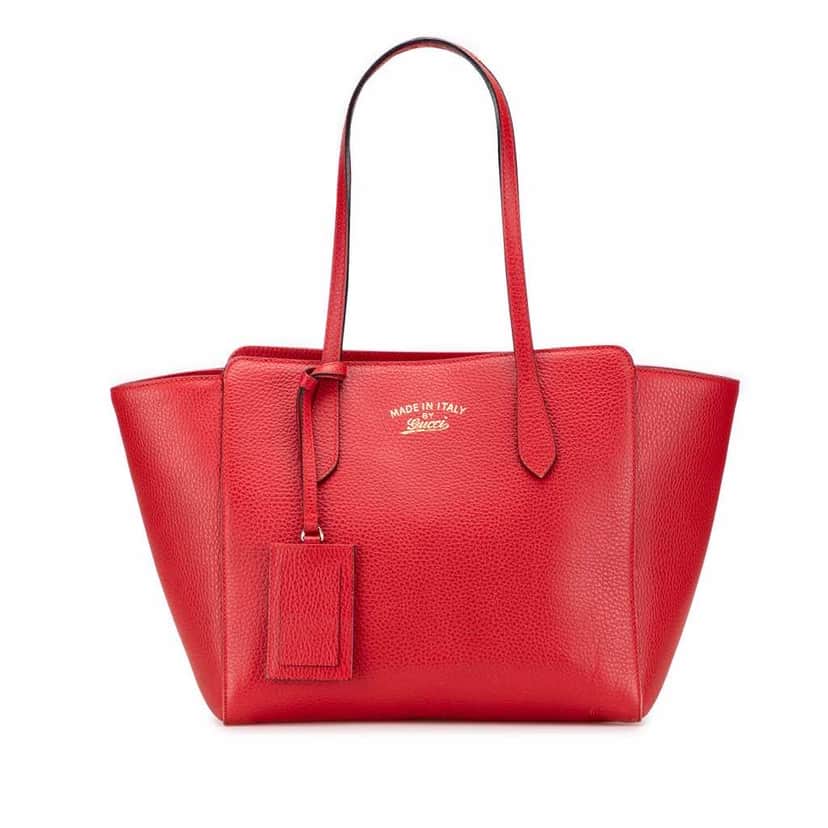 Gucci Medium Dollar Calfskin Swing Tote Red Leather Good condition - Front View