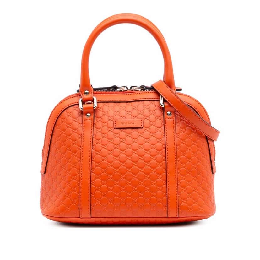 Gucci Mini Microguccissima Dome Satchel Orange Leather Good condition - Front View