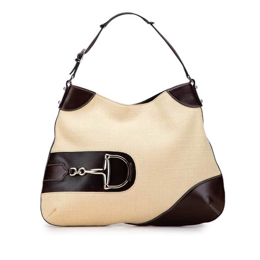 Gucci Raffia Hasler Hobo Brown Good condition - Front View