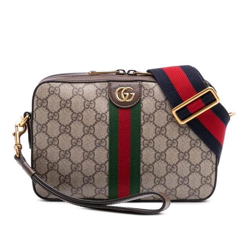 Gucci Small GG Supreme Web Ophidia Crossbody Brown Canvas Good condition - Front View