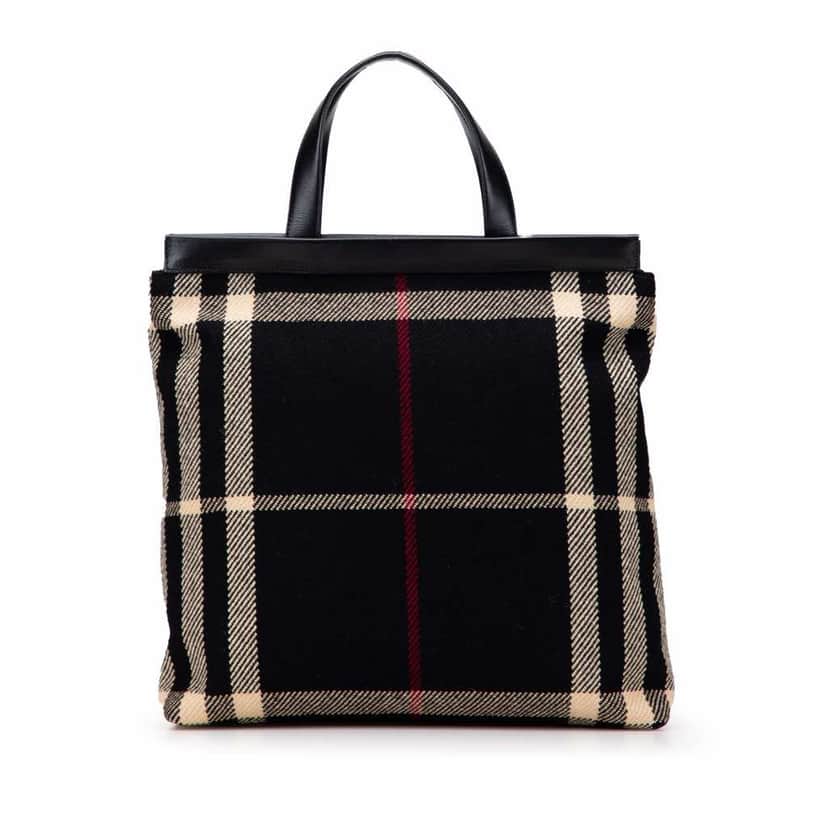 Burberry Exploded Check Wool Tote Black Wool Good condition - Front View