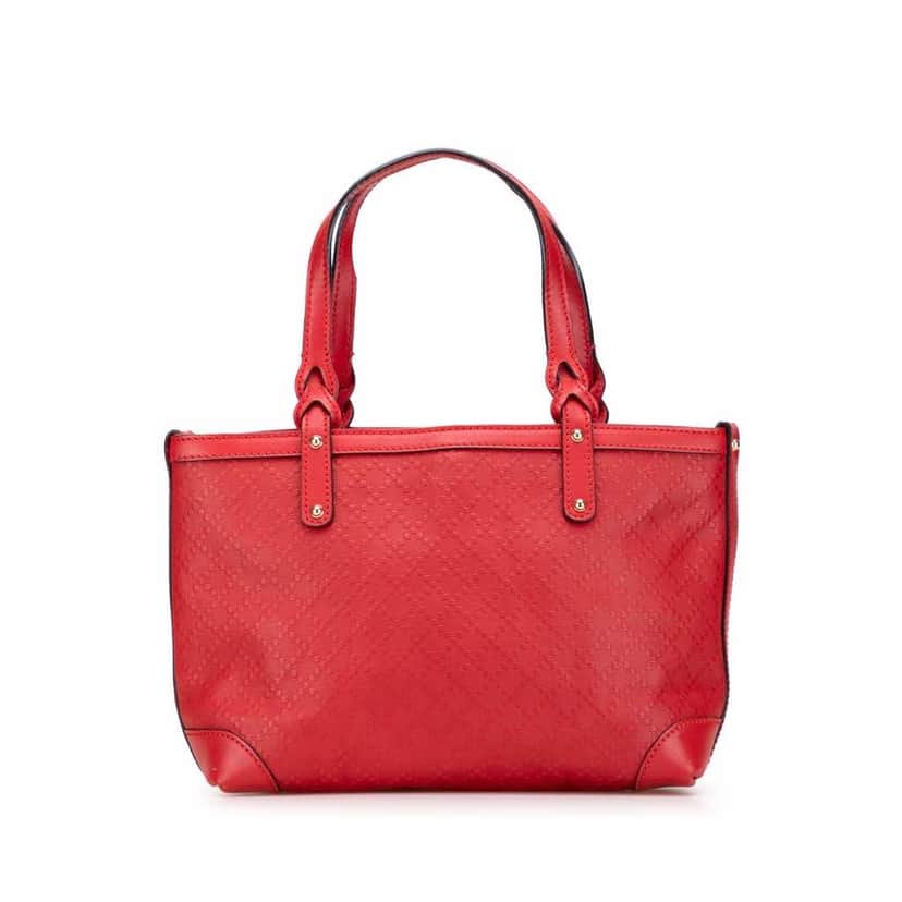 Gucci Small Diamante Leather Craft Tote Red Leather Very good condition - Front View