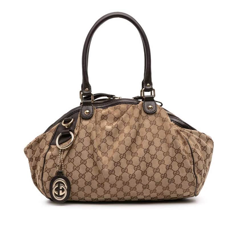 Gucci GG Canvas Sukey Satchel Brown Canvas Good condition - Front View
