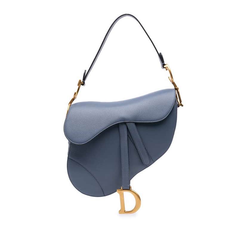 Dior Goatskin Saddle Bag Blue Leather Good condition - Front View