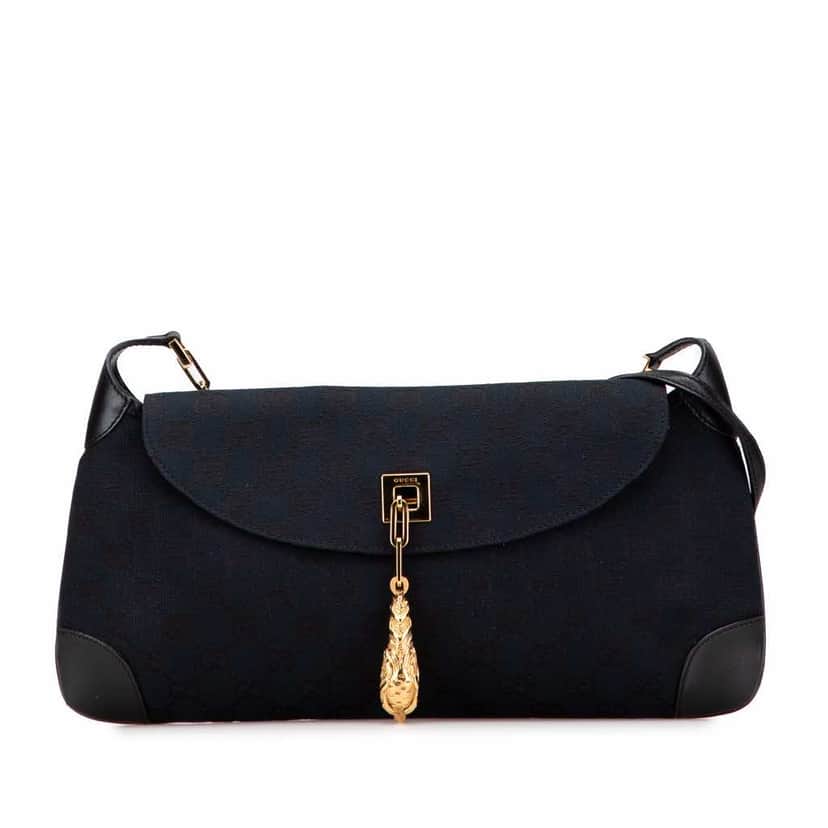 Gucci GG Canvas Tiger Charm Crossbody Blue Canvas Good condition - Front View
