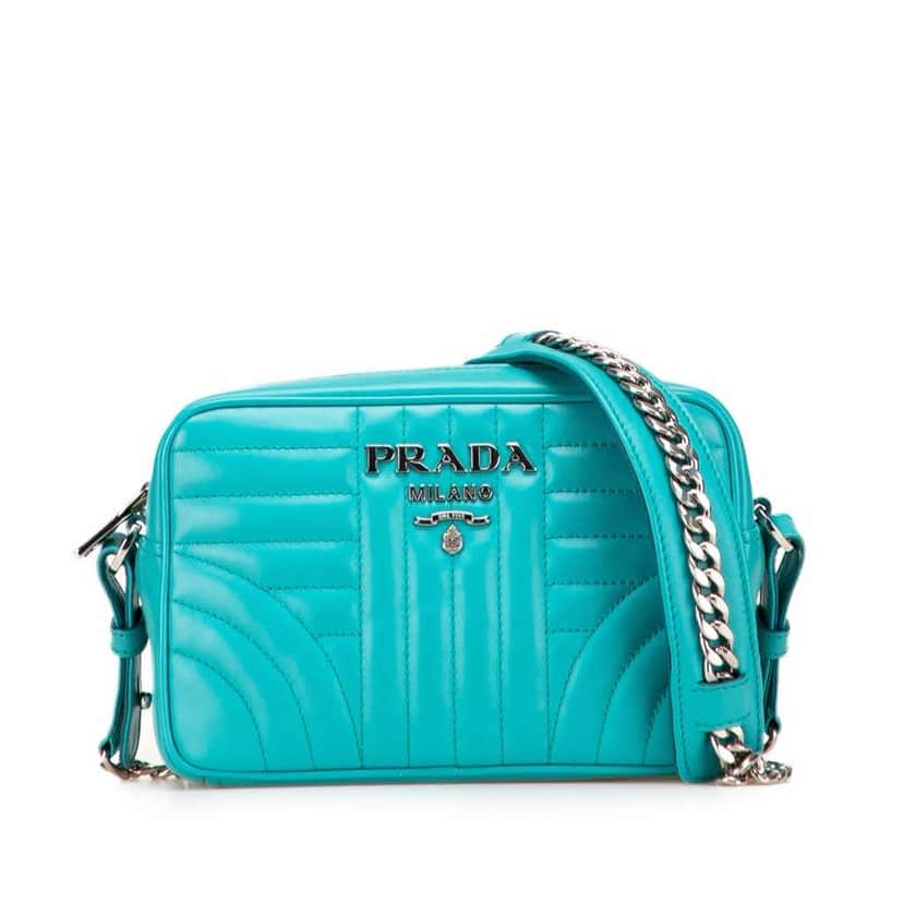 Prada Soft Calf Diagramme Camera Bag Blue Leather Very good condition - Front View