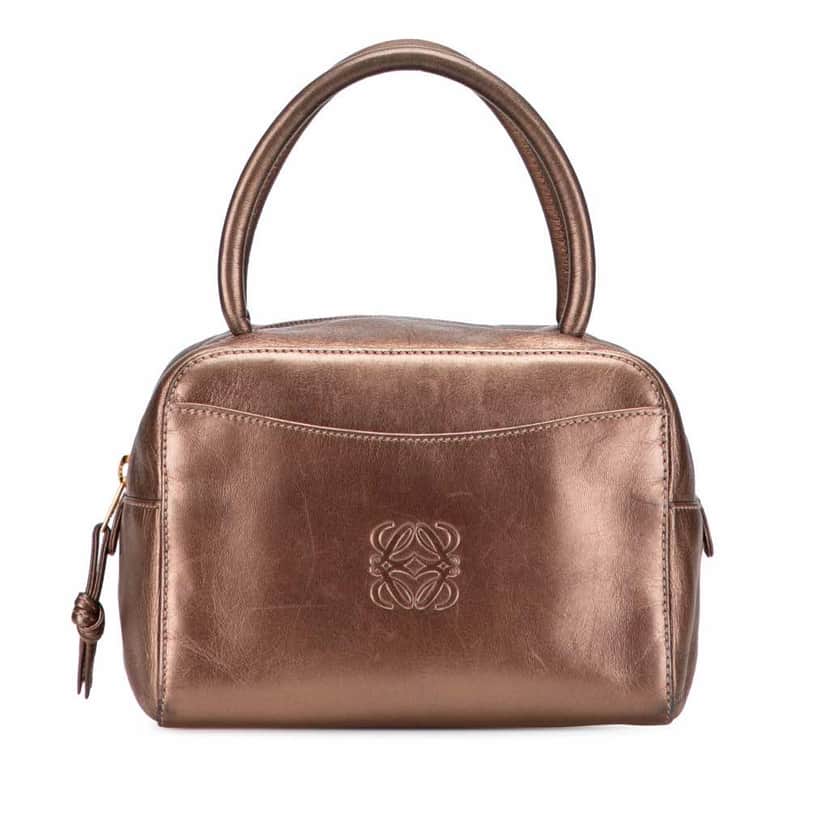 Loewe Metallic Leather Anagram Handbag Brown Leather Good condition - Front View