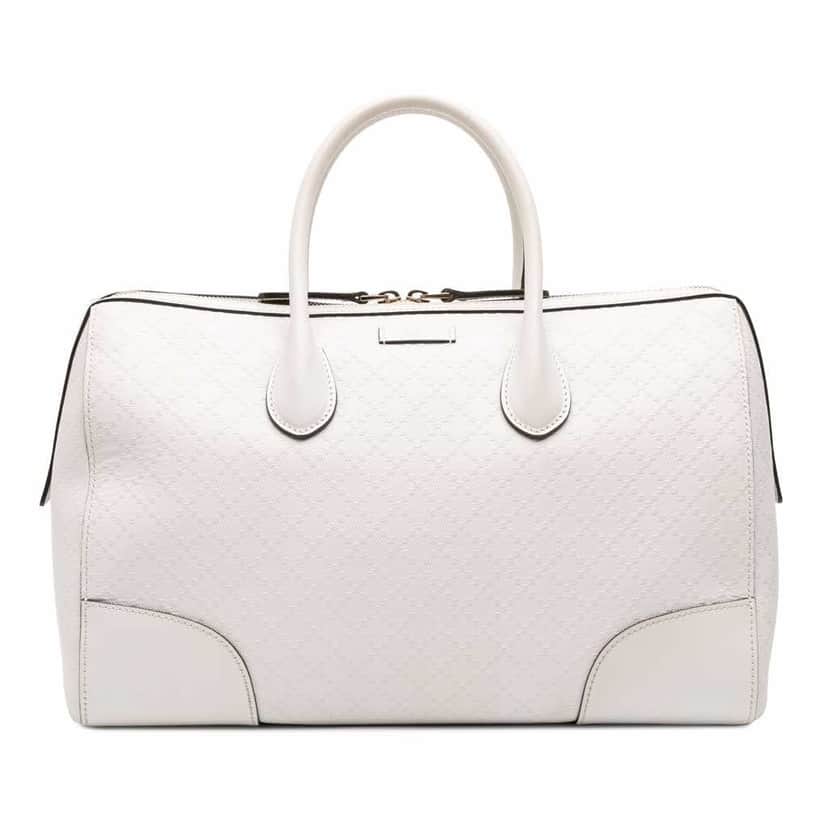 Gucci Medium Diamante Leather Boston Bag White Leather Good condition - Front View
