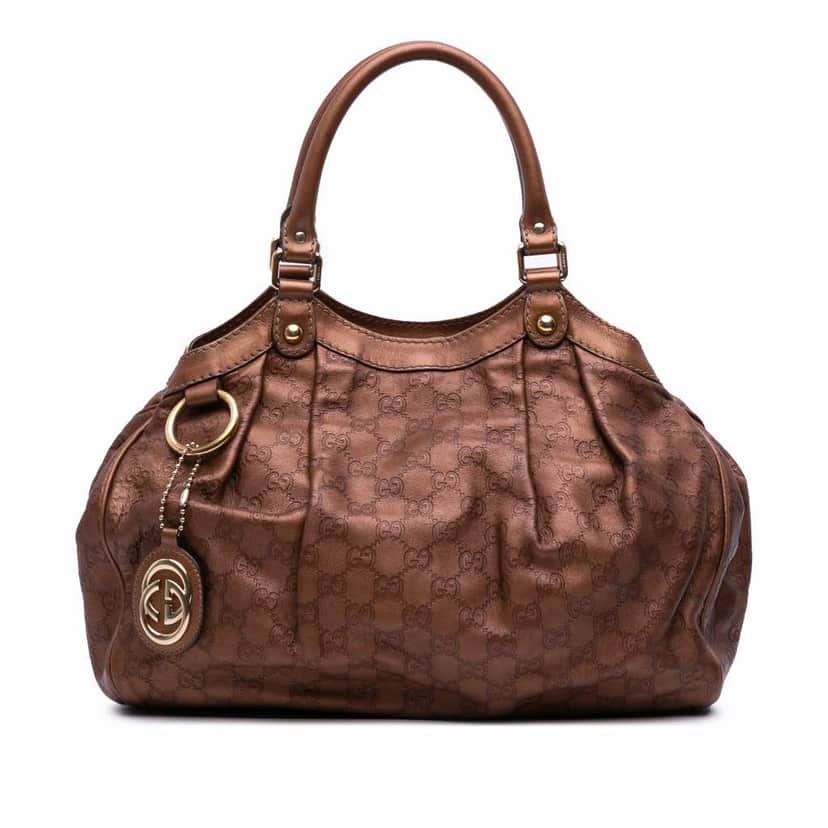 Gucci Medium Guccissima Sukey Tote Brown Leather Good condition - Front View