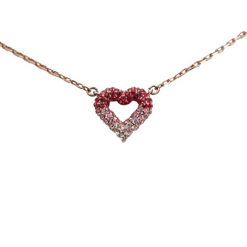 Louis Vuitton Gold Plated Crystal Heart Necklace Gold Metal Good condition - Front View