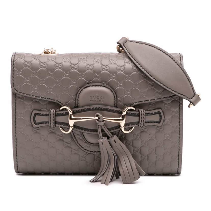 Gucci Mini Microguccissima Emily Crossbody Grey Leather Good condition - Front View