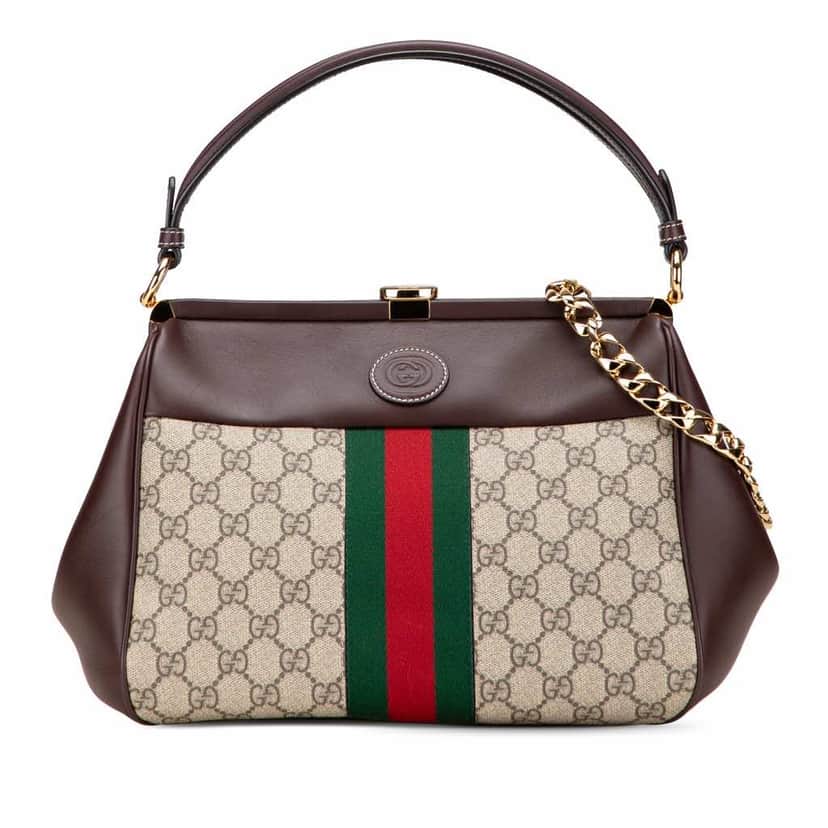 Gucci GG Supreme Ophidia Virgo Top Handle Bag Brown Canvas Good condition - Front View