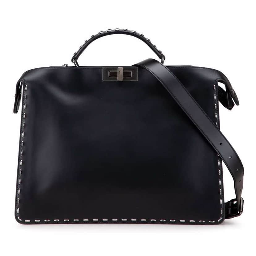 Fendi Studded Leather Peekaboo ISeeU Briefcase Black Leather Good condition - Front View