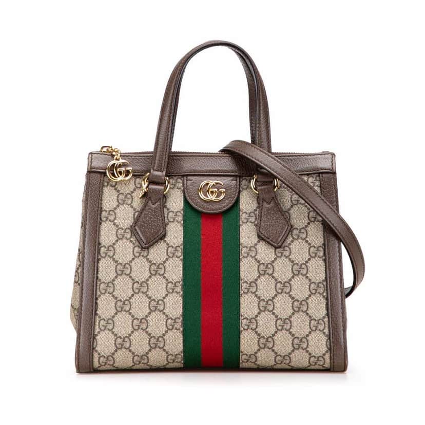 Gucci Small GG Supreme Ophidia Satchel Brown Canvas Good condition - Front View