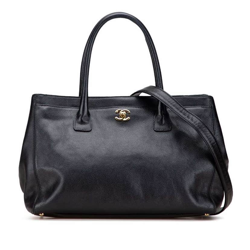 Chanel Medium Calfskin Executive Cerf Tote Black Leather Good condition - Front View