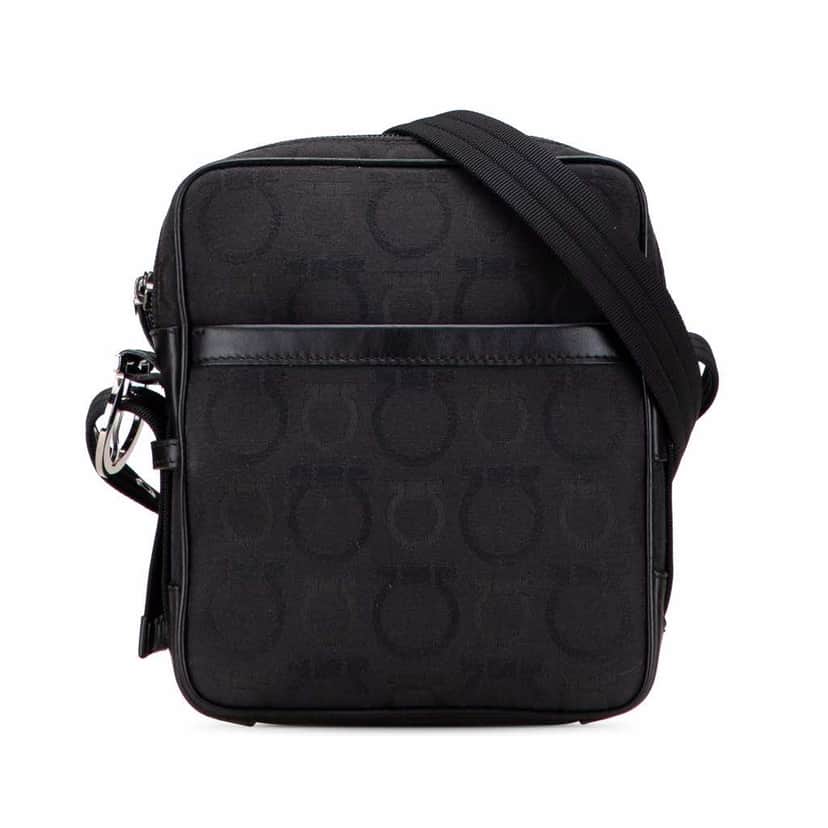 Salvatore Ferragamo Gancini Canvas Crossbody Black Canvas Good condition - Front View