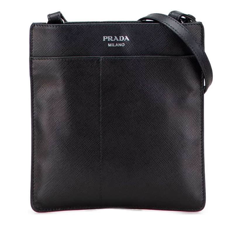 Prada Saffiano Crossbody Black Leather Good condition - Front View