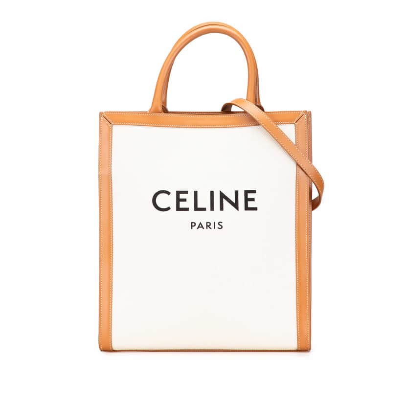 Celine Small Canvas Vertical Cabas Satchel Brown Canvas Good condition - Front View