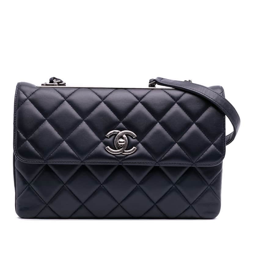 Chanel Medium Lambskin Trendy CC Flap Black Leather Fair condition - Front View