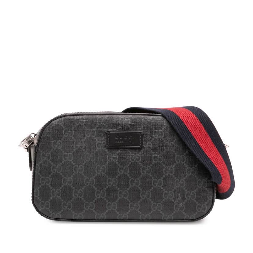 Gucci GG Supreme Web Crossbody Black Canvas Good condition - Front View