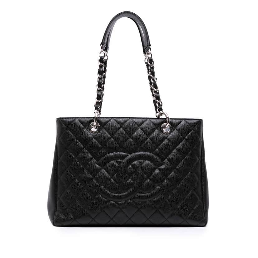 Chanel Caviar Grand Shopping Tote Black Leather Good condition - Front View