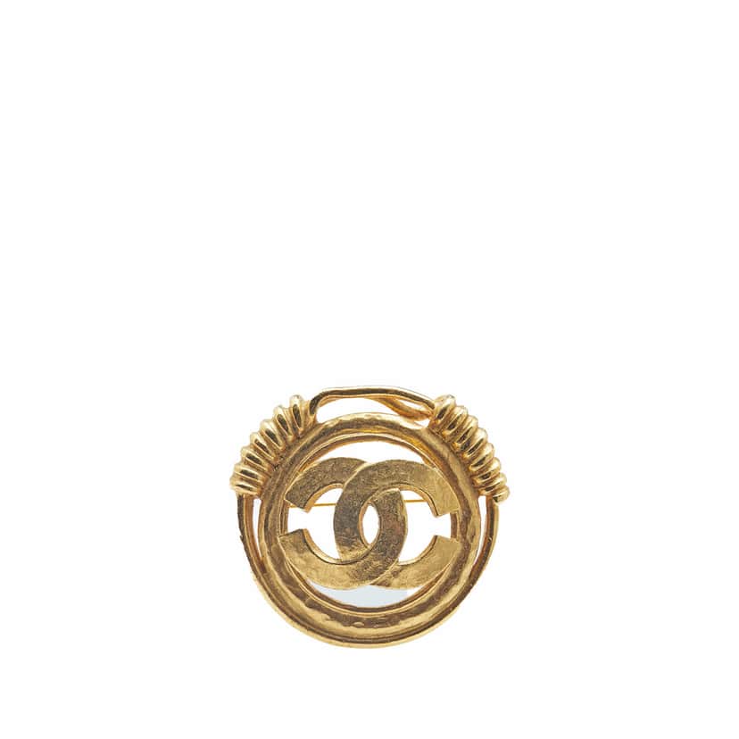 Chanel Gold Plated CC Brooch Gold Metal Good condition - Front View