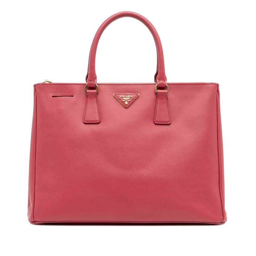 Prada Large Saffiano Lux Galleria Double Zip Tote Pink Leather Very good condition - Front View