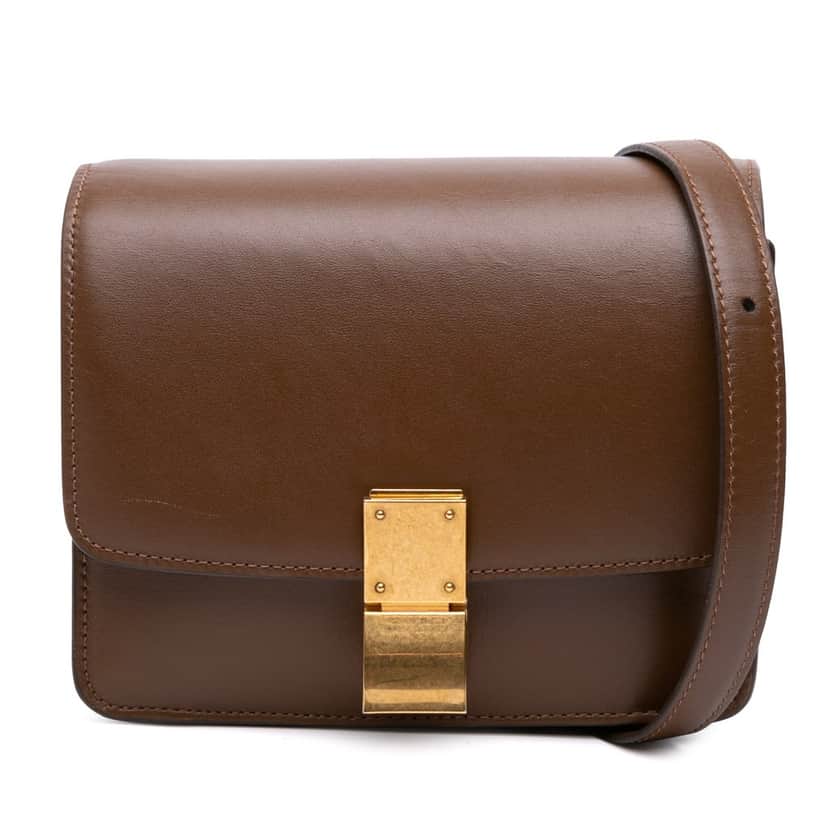 Celine Small Calfskin Classic Box Brown Leather Good condition - Front View