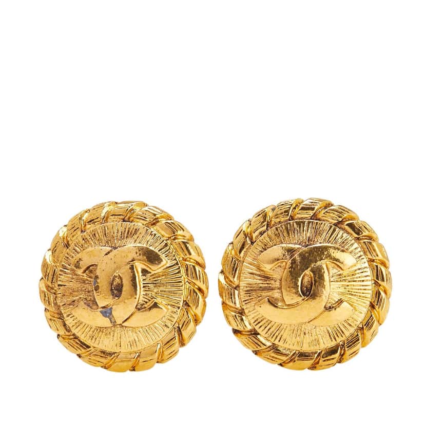 Chanel Gold Plated CC Windmill Clip On Earrings Gold Metal Good condition - Front View