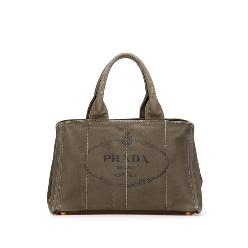 Prada Canvas Canapa Logo Satchel Brown Canvas Good condition - Front View