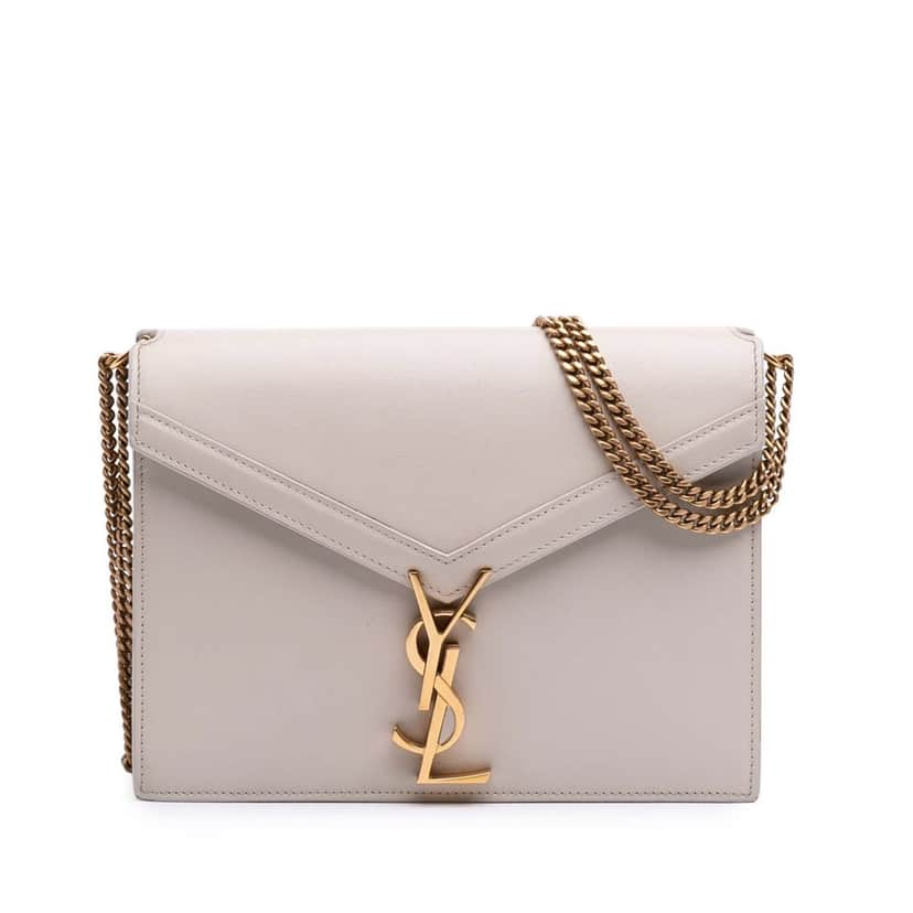 Saint Laurent Calfskin Monogram Cassandra Clasp Bag White Leather Good condition - Front View