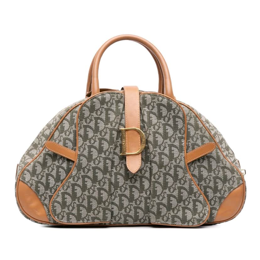Dior Diorissimo Canvas Double Saddle Bowler Bag Green Canvas Good condition - Front View