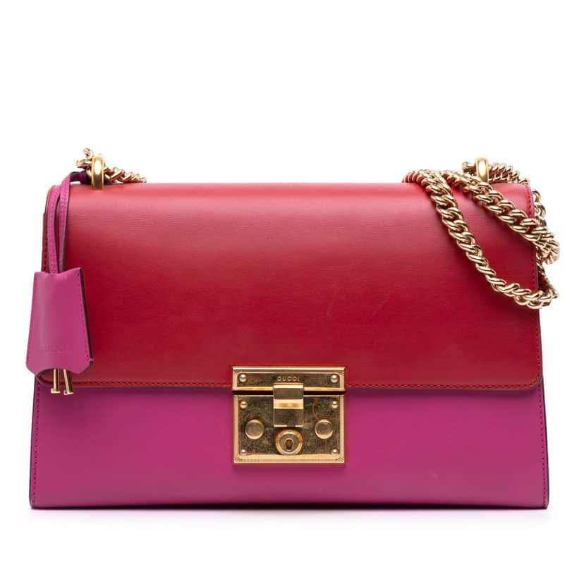 Gucci Medium Bicolor Leather Padlock Shoulder Bag Pink Leather Good condition - Front View